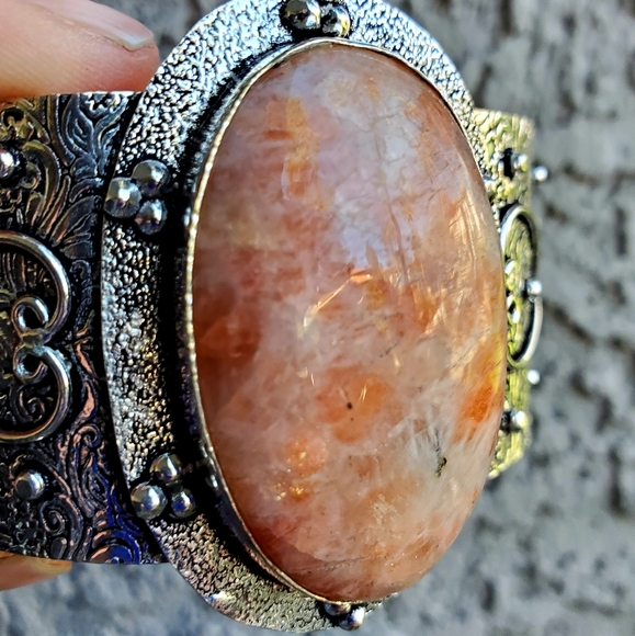 New Sunstone 925 Silver Cuff Bracelet. - Picture 13 of 15